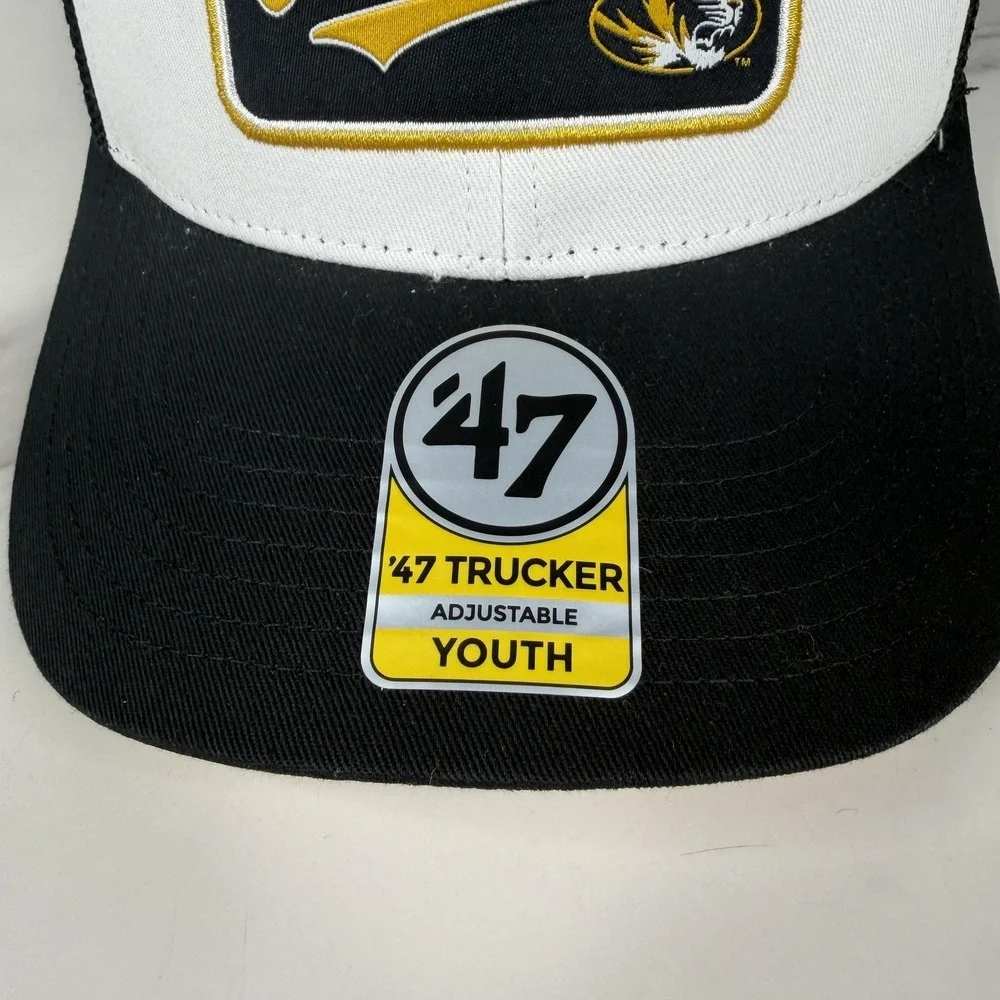 Missouri Tigers Hat Cap Snap Back Youth Black White NCAA Trucker Mesh 47 Kids